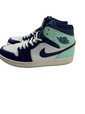 Nike Air Jordan 1 Mid Blue Mint White Men’s Size 9.5 Sneakers 554724-413